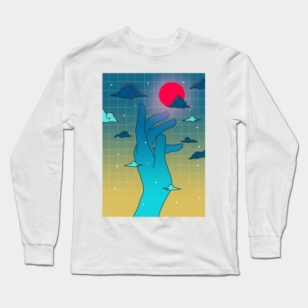 hand synthwave vaporwave Long Sleeve T-Shirt by ezx